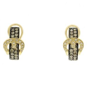 Le Vian 14k Gold Chocolate & Vanilla Diamonds Belt Buckle Hoop Earrings